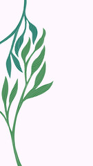 Drawing of green leaves and branches, illustration