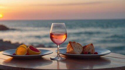love romantic sunset dinner on the beach Table