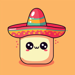 Vector cute cinco de mayo illustration wearing mexico hat
