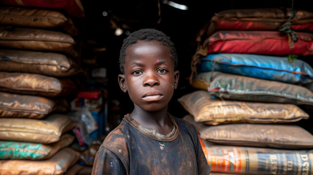 African young boy in a market