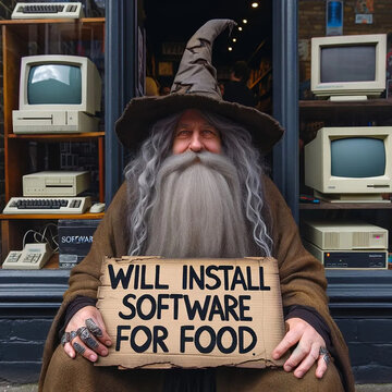 Will Install for Food Homeless Wizard 