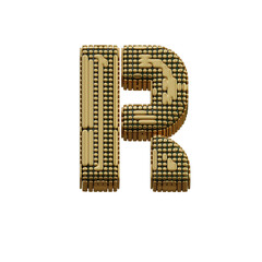 Futuristic Gold 3D Alphabet PNG Letters