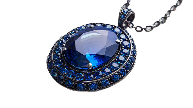 Luxurious sapphire pendant, captivating with its deep blue allure.  