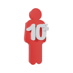 Obraz premium Human Symbol with 10 Percent 3d illustration