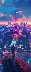 person at the top of paris viewing eiffle tour 2024 wallpapaer