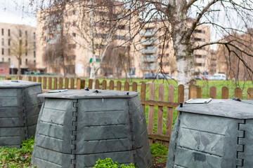 Community composting area. Waste treatment