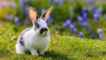 Fototapeta premium rabbit on grass; easter; easter rabbit; spring