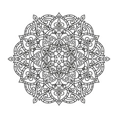 Mandala black and white coloring page vector illustration