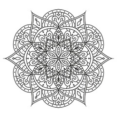 Mandala black and white coloring page vector illustration