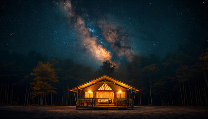 Tent in Nature with a Stunning View of the Night Sky