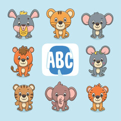 2d vector illustration for  learning cartoon character design for letters of the English language

