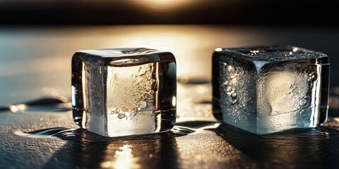 Glistening Tranquility: Melting Ice Cubes - Powered by Adobe