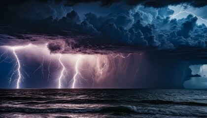 Sea Fury: Lightning Storm over Turbulent Ocean