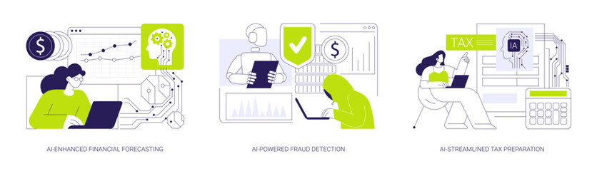 AI in Finance and Accounting abstract concept vector illustrations.