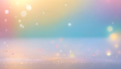 Valentine or Christmas background with light blurred bokeh snow pastel color. banner