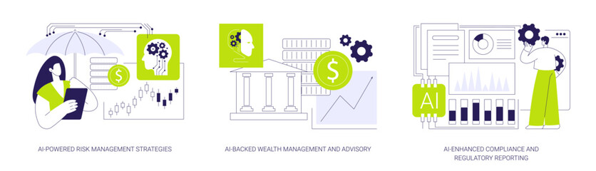 Accounting and Financial Management with AI abstract concept vector illustrations.