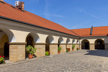 Courtyard of 17th century Passion and Marian sanctuary of Bernardine Fathers, Kalwaria...