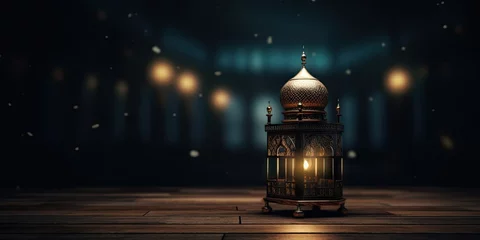 Fotobehang Vintage arabic lantern, theme of Eid-al-Adha, the Feast of Sacrifice. Generative AI © 22_monkeyzzz