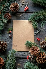 Maqueta de una tarjeta colocada en una mesa de trabajo. Concepto de recurso gráfico. Generada por IA.