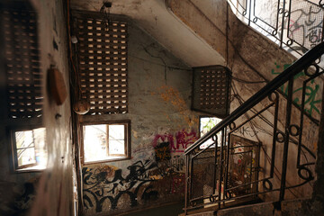 Stairwell of old shabby building