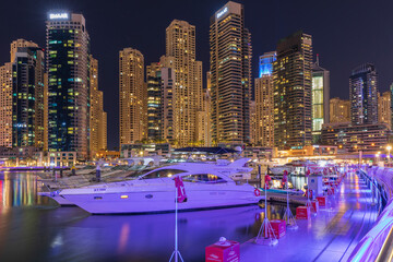 DUBAI, UAE- February 05 2024: Dubai Marina at night - 743979182