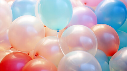 Multi colored balloons background texture, Happy Birthday and Party Celebration concept