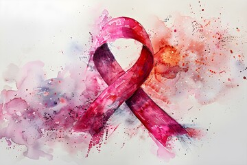 Watercolorstyle pink ribbon symbolizing awareness and support for a cause. Concept Support, Pink Ribbon, Watercolor Style, Awareness, Cause