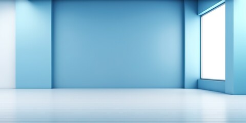minimalistic design Blue empty room studio used for background and display of content design