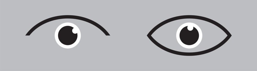 Eye icon set. Eye and crossed eye signs. See and unsee symbol. Hide or show password. Vector illustration.