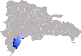 Obraz premium BARAHONA DEPARTMENT MAP STATE OF Dominican Republic 3D ISOMETRIC MAP