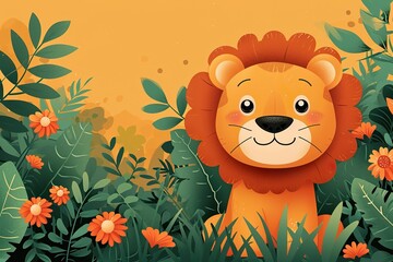 Obraz na płótnie Canvas minimalistic design Illustration Safari Animal Frame template