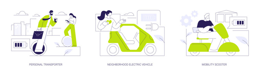 Personal electric transport abstract concept vector illustrations. © Visual Generation