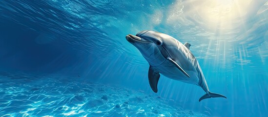 Obraz premium Close up of a dolphin s blowhole as it breathes. with copy space image. Place for adding text or design