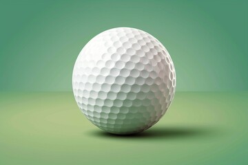 White Golf Ball on Green Background