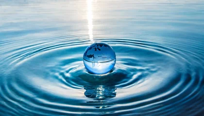 Papier Peint photo Lavable Nasa world water day concept with world in clean water drop on and fresh blue water ripples design environment save and ecology theme concept elements of this image furnished by nasa