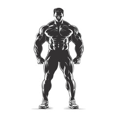 Fototapeta na wymiar Silhouette Bodybuilding black color only full body