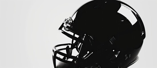 Football Helmet This is a black and white silhouette shot of a football helmet. with copy space image. Place for adding text or design