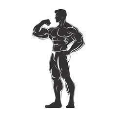 Fototapeta premium Silhouette Bodybuilding flexing body muscle black color only