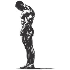 Fototapeta premium Silhouette Bodybuilding flexing body muscle black color only