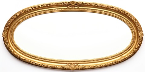 Vintage retro classic antique oval frame for picture decorative background. Golden old style elegance scene