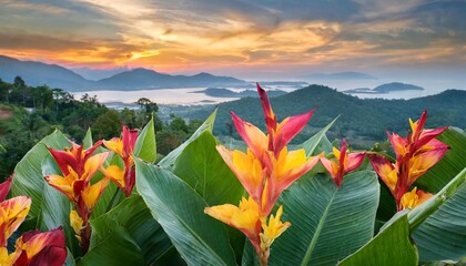 colorful tropical canna lily flowers in thailand