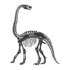 Silhouette Dinosaur skeleton black color only