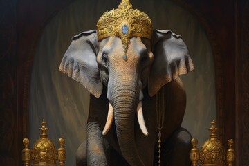 king elephant in his crown being so serious and self proud