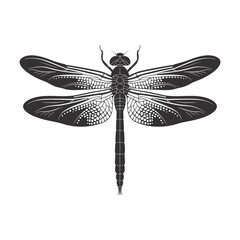 Silhouette Dragonfly black color only full body
