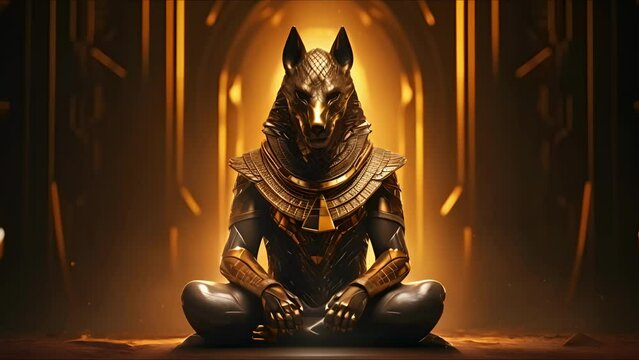 Anubis, god of ancient Egypt. The ancient Egyptian god of death and the world of the dead. Ai-generated.