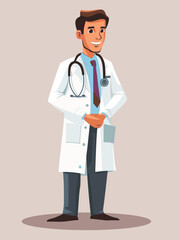 Fototapeta premium cute teen doctor standing together with stethoscopes isolated vector 