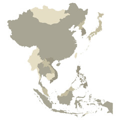 Asia country Map. Map of Asia in multicolor. 