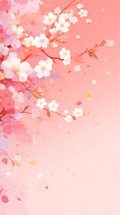 Hanami / cherry blossom festival banner in pink with copy space