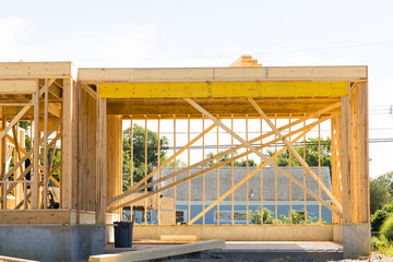 frame of a new plywood house