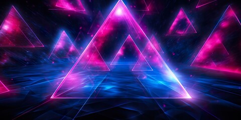 Neon triangle Pink Blue, Abstract background